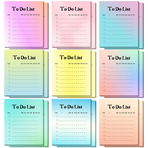Chinco to Do List Sticky Notepad Christmas Bright Colors Sticky Checklist Gifts Small Planning Notes Daily to Do List Notes for Fridge, Grocery List, Shopping List, Reminders(Gradient Colors, 18 Pcs)