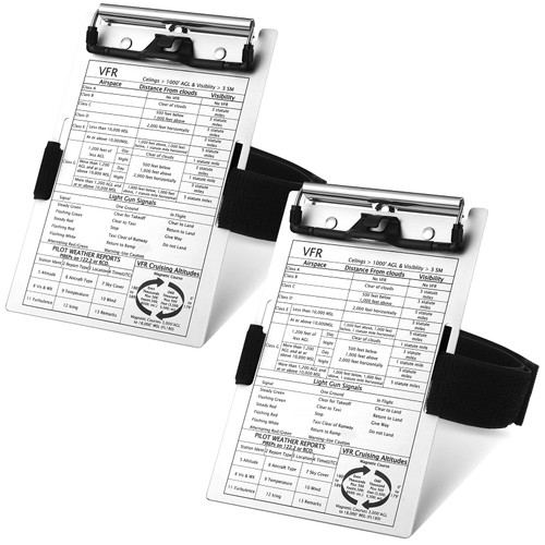 Pilot Kneeboard Aluminum Aviation Kneeboard Pilot Notepad with Pen Holder and Elastic Strap for Pilot Writing (2 Set)