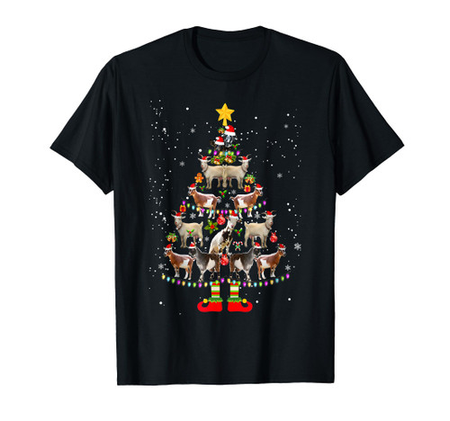 Goat Christmas Pajama Shirt Xmas Goats Tree Lights Santa Hat T-Shirt Goat Christmas Pajama Shirt Xmas Goats Tree Lights Santa Hat T-Shirt