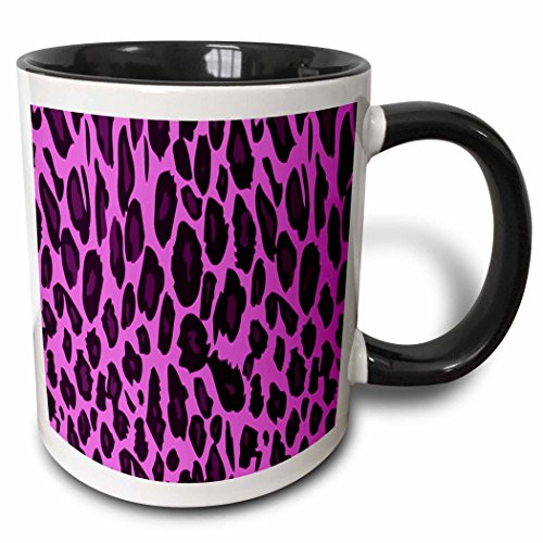 3dRose mug_62040_4"Hot Pink Cheetah" Two Tone Black Mug, 11 oz, Multicolor