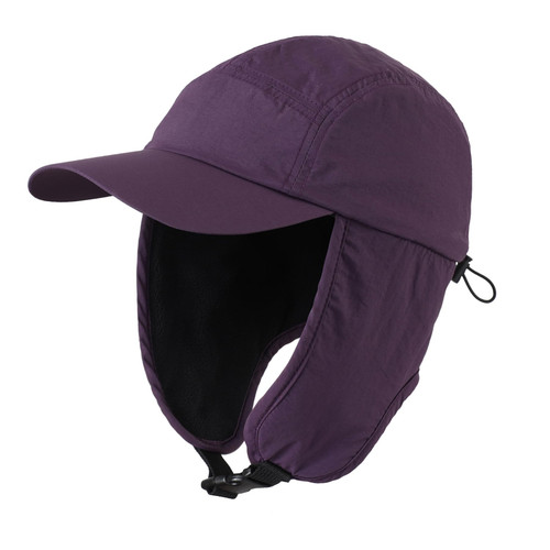 Home Prefer Mens Winter Hat with Brim Fleece Earflaps Hat Baseball Trapper Hat Purple Home Prefer Mens Winter Hat with Brim Fleece Earflaps Hat Baseball Trapper Hat Purple