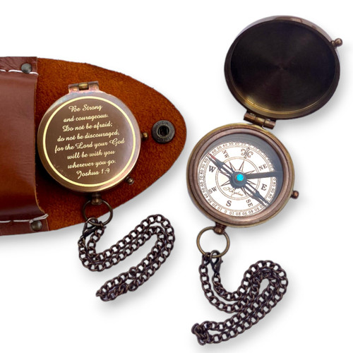 Personalized Be Strong and Courageous Compass, Religious Inspiration Gift Compass, Baptism Gifts, First Communion, Graduation Gift Compass, Confirmation Gift (Be Strong Compass)