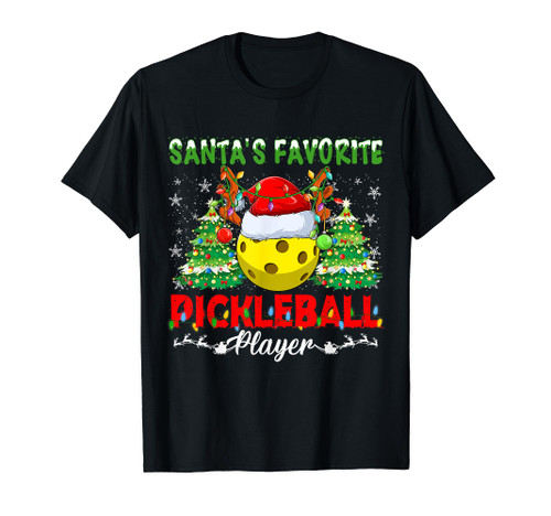 Funny Santas Favorite Pickleball Player Christmas Pajama T-Shirt Funny Santas Favorite Pickleball Player Christmas Pajama T-Shirt