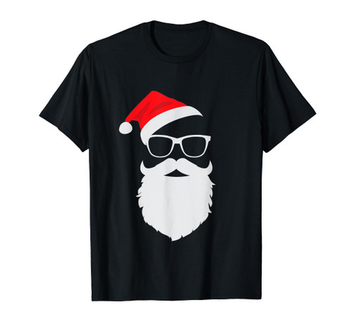 Funny Hipster Santa Face with Hat beard & Glasses Christmas T-Shirt Funny Hipster Santa Face with Hat beard & Glasses Christmas T-Shirt