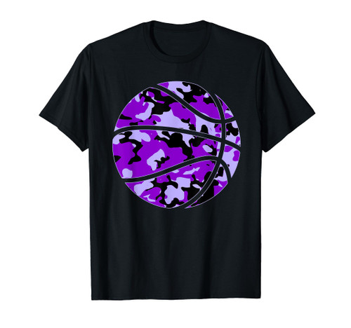Purple Basketball Camo - Purple Camouflage Basketball T-Shirt