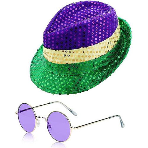 IYWISH St Patricks Day Party Hats Green Light up Cowboy Hat Fedora Hat Women Men Cowgirl Hat Bachlorette Halloween Cosplay Fancy Dress Cow Girl Hat Christmas Costume Sequin Fedora Hats with Glasses