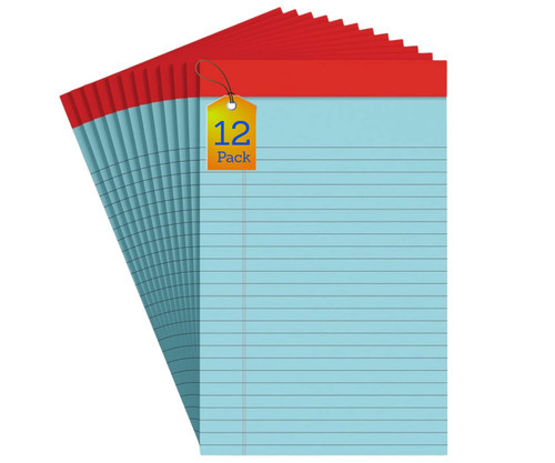 1InTheOffice Legal Jr Legal Pads 5x8, Colored Legal Pads, Small Legal Notepads, Narrow Ruled Note Pad, White, 50 Sheets/Pad, 12 /Pack