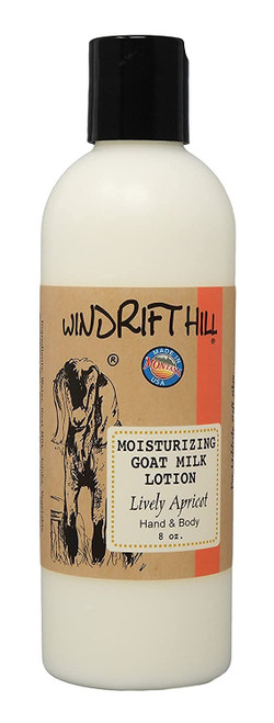 Windrift Hill Moisturizing Goat Milk Hand & Body Lotion 8 Ounce Bottle (Lively Apricot)