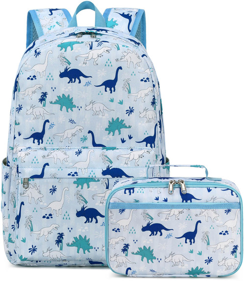 LOIDOU Kids Backpack Boys Preschool Kindergarten Elementary School Backpacks with Lunch Box Dinosaur Kids School Bags BookBag Set