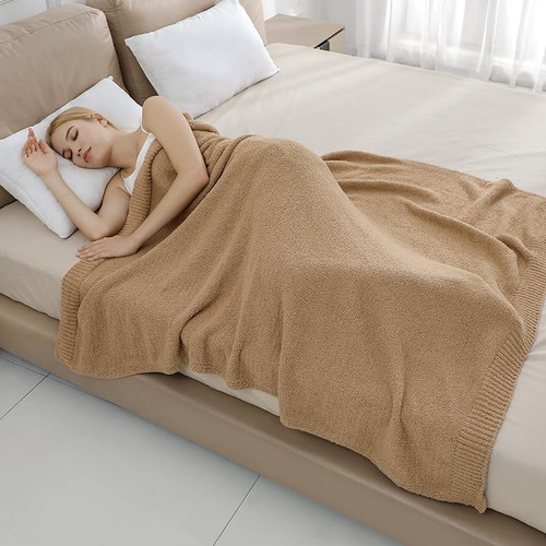 OUSEPORT Super Soft Knit Throw Blankets Lightweight Cozy Warm Fluffy Throw Blankets for Couch Bed Sofa 45x60 Inches Camel OUSEPORT Super Soft Knit Throw Blankets Lightweight Cozy Warm Fluffy Throw Blankets for Couch Bed Sofa 45x60 Inches Camel