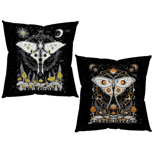 Knibeo Tarot Moon Phase Luna Moth Mushroom Witchy Throw Pillow Covers 18x18 Set of 2, Witchy Gifts for Women, Sun and Moon Decor Pillow Covers, Witch Witchy Stuff, Witch Home Decor, Witchcraft Decor