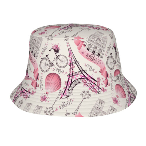 Romantic Travel in Paris Hat for Women Men, Fashion Bucket Hats Summer Fisherman Cap Travel Beach Hat Packable Sun Hat for Adults Teens