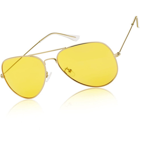 Night Vision Glasses Anti-Glare Polarized Aviator Night Driving Glasses for Men & Women (Golden Frame) Night Vision Glasses Anti-Glare Polarized Aviator Night Driving Glasses for Men & Women (Golden Frame)