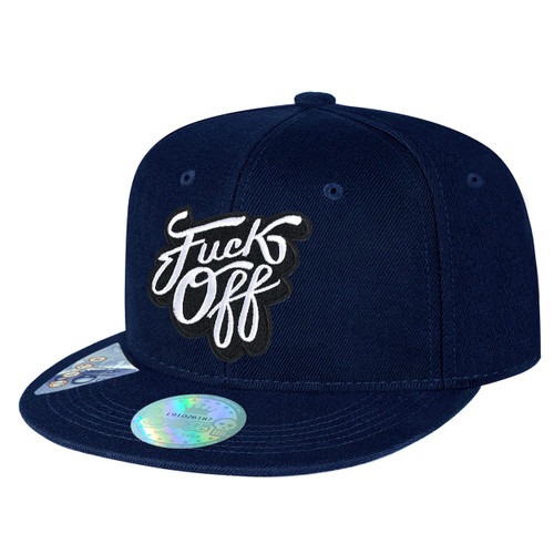 Love To Classic Black Snapback Flat Brim Hats Adjustable Style Logo Embroidery, White Fuck Off 2, Medium-X-Large