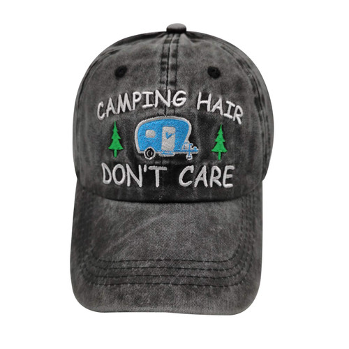 Waldeal Women's Embroidered Adjustable Camping Hair Don't Care RV Ponytail Hat Low Profile Cap Black Waldeal Women's Embroidered Adjustable Camping Hair Don't Care RV Ponytail Hat Low Profile Cap Black