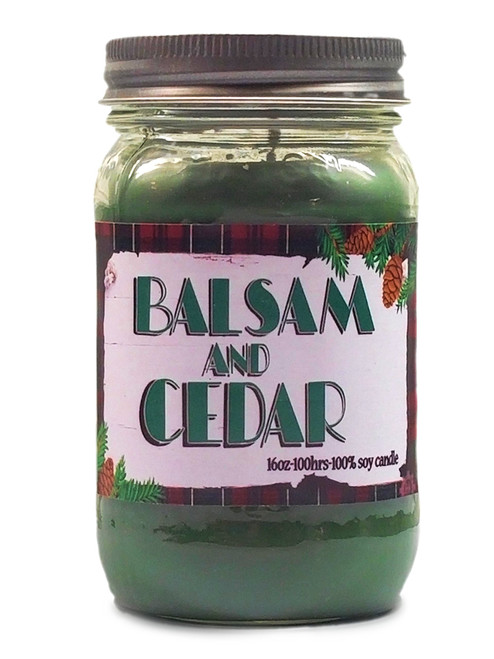 Balsam and Cedar Candle ~ 16oz All Natural Premium Soy Candle ~ Mason Jar Candle