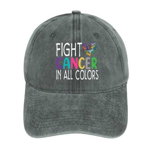 Fight Cancer in Fight Cancer Awareness Ribbons Hat Baseball Cap Adjustable Denim Cowboy Caps Travel Hats for Women
