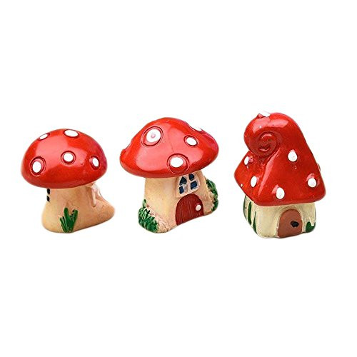 COOLTOP 3pcs (3 styles) Mini Resin Mushroom Houses Miniature Fairy Garden Bonsai Ornaments Fairy Garden Micro Landscape Decoration