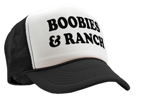 Boobies and Ranch - Vintage Retro Style Trucker Cap Hat (Black)