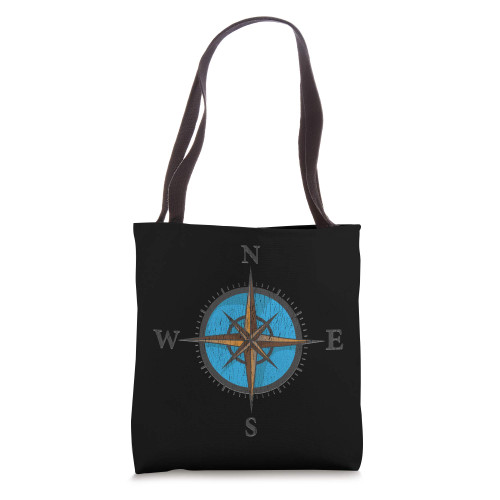 Distressed Classic Compass Rose Nautical Sailing Boat Ship Tote Bag
