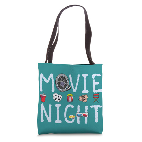 Movie Night Popcorn Tickets Family Cinema Time Film Theater Tote Bag Movie Night Popcorn Tickets Family Cinema Time Film Theater Tote Bag