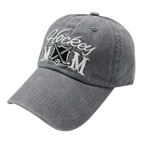 Waldeal Women's Hockey Mom Embroidered Hat Washed Denim Adjustable Baseball Cap (One Size, Hockey Mom - Grey)