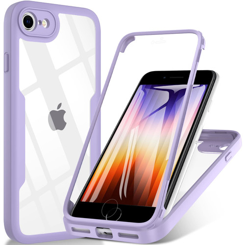 Case for iPhone SE 2022 (SE 3rd Gen),iPhone SE 2020 Case, iPhone 8/7 Case, Built-in Screen Protector 360 Full Body Shockproof Protection Cover for iPhone SE 3/ iPhone SE 2020 / iPhone 7 8- Purple