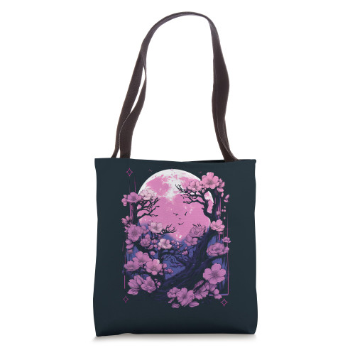 Japanese cherry blossom and moon japan blossoms pastel Tote Bag