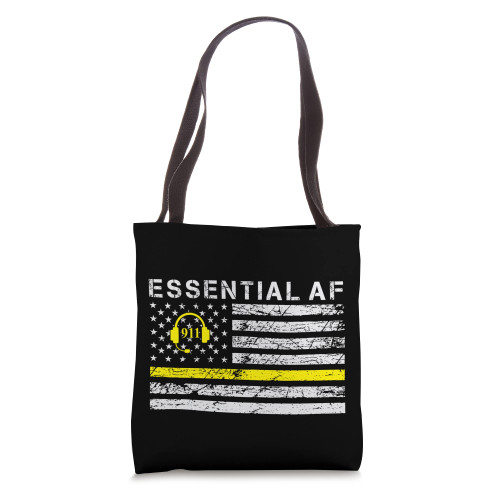 911 Dispatcher Thin Gold Line Flag, Essential AF Dispatch Tote Bag