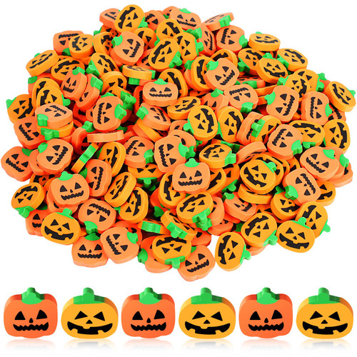 Tenceur 200 Pcs Halloween Pumpkin Erasers for Kids Bulk Mini Erasers Non Candy Halloween Treats for Kids for Trick or Treat Halloween Goodie Bags Fillers Classroom Prizes