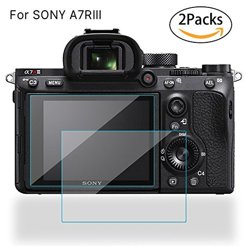 STSEETOP Screen Protector for Sony Alpha A7III / A7R III, 2 Pack Tempered Glass Protective Screen Guard for Sony Alpha A73 A7R3 A7III A7RIII