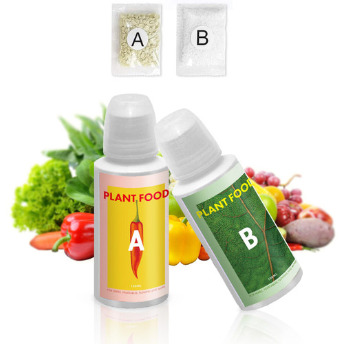inbloom Indoor Plant Food Hydroponic Nutrients, A&B Plant Food Water Soluble Solid Fertilizer Supplies for Hydroponics System, Suitable for Vegetables Fruits Flowers Herbs