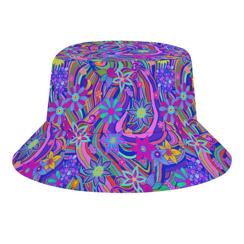 Trippy Psychedelic Flower Bucket Hat for Women Men Reversible Summer Fashion Fisherman Beach Sun Cap