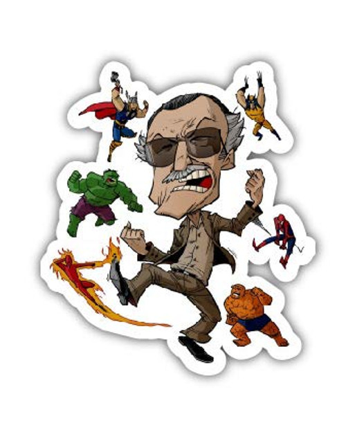 Stan Lee Caricature Printed Vinyl Sticker Decal Funny Cartoon Comic Marvel Stan Lee Caricature Printed Vinyl Sticker Decal Funny Cartoon Comic Marvel