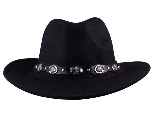 UwantC Women Felt Wide Brim Western Cowboy Hats with Belt Buckle Cowgirl Hats Black One Size