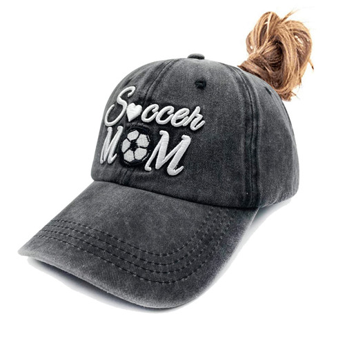 Waldeal Soccer Mom Ponytail Hats for Women, Adjustable 3D Embroidered Mama Messy Bun Ponycap Black Waldeal Soccer Mom Ponytail Hats for Women, Adjustable 3D Embroidered Mama Messy Bun Ponycap Black