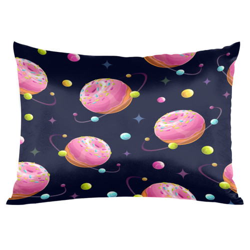 Donut Satin Pillowcase for Hair and Skin Silk Washable Pillowcase, Planets Pillow Cases Cooling Satin Pillow Covers with Envelope Closure(20x30 inches)