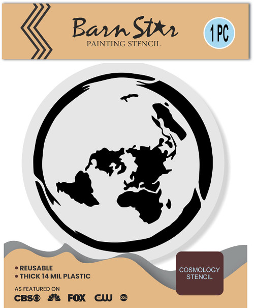 Flat Earth Stencil, Reusable, Paint Your Own Wood Sign, T Shirt & Canvas, Biblical Cosmology FE (12" x 12")