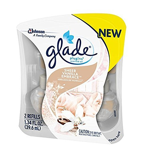Glade PlugIns Scented Oil Air Freshener Refills Sheer Vanilla Embrace 1.34 FL OZ, 2 CT.