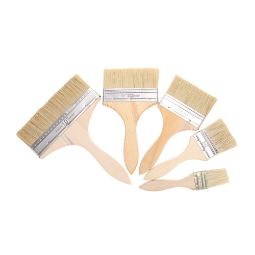 TEHAUX 5pcs Set Paint Brush Paint Bursh Stencil Painting Brush Wooden Stencil Brush Flat Chip Brushes Painter Brush Wooden Hair Brush Wood Handle Painting Brushes Plaster Glue Filament