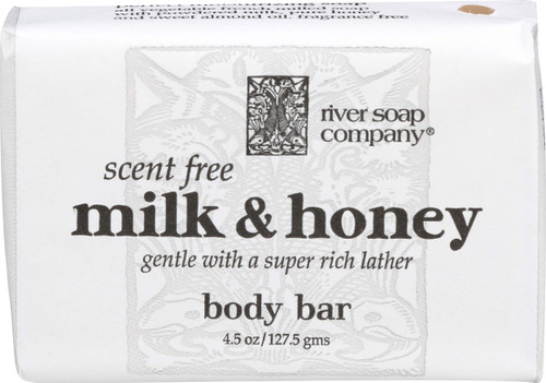 River Soap Company Simple Wrap Bar Soap, Milk & Honey Complexion Bar, 4.5 Ounces, Large