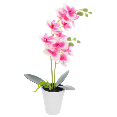 Garneck Artificial Potted Plant Faux Potted Plant Faux Flowers in Pot Fake Orchid Flowers Vivid Orchid House Decorations for Home Indoor Artificial Flower Fake Phalaenopsis PVC Metal Bride