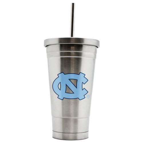 NCAA North Carolina Tar Heels 17oz Double Wall Stainless Steel Thermo Tumbler with Straw