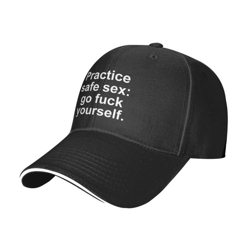 Practice-Safe-Sex Vintage Trucker Hat Baseball Caps Adjustable Dad Sun Hat for Men and Women Black