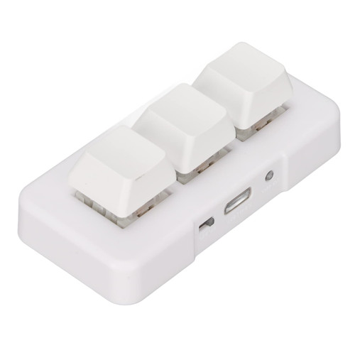 GOWENIC Mini Programmable Keypad, 3 Keys Macro Mechanical Keyboard USB RGB Backlit Gaming Keypad Plug and Play DIY Keypad with USB Data Cable for Universal Computer(White)