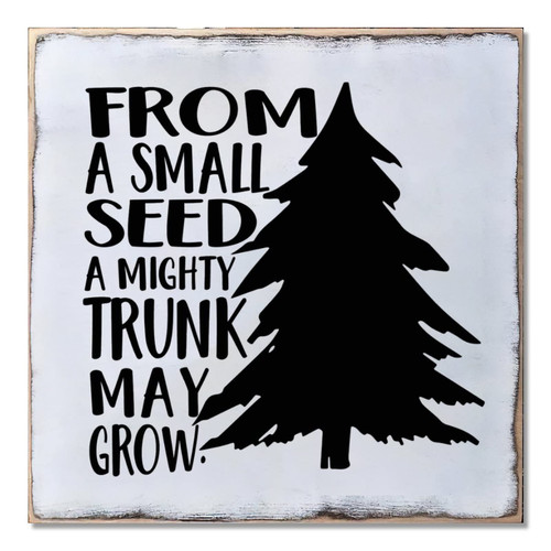 Alioyoit Wooden Sign Plaque from A Small Seed A Mighty Trunk May Grow Old Fashion Wooden Sign Plaque with Sayings Wooden Plank Hanging Plaque with String Shabby Wood Hanging Decor Home Decor for Desk