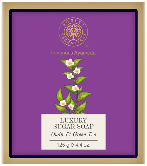 Forest Essentials Oudh and Green Tea Luxury Sugar Soap, 125g