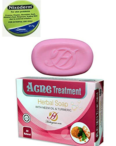 Nixoderm For Skin Problem, ACNE, Ezcema, Pimples & Blemish 17.7g and ACNE TREATMENT Herbal Soap with Neem Oil & Turmeric, 100 g