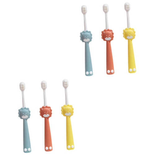 LALAFINA 6 Pcs Children's Toothbrush Sensitive Teeth Brush toothbrushes Cartoon Kids Toothbrush Suction loin Toothbrush Kid Manual Toothbrush Baby Soft Fur Oral Care Sucker