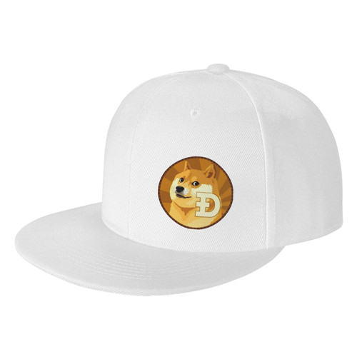 fgsivsw Dogecoin Flat Bill Hats for Men Women Adjustable Trucker Hat Novetly Baseball Caps White